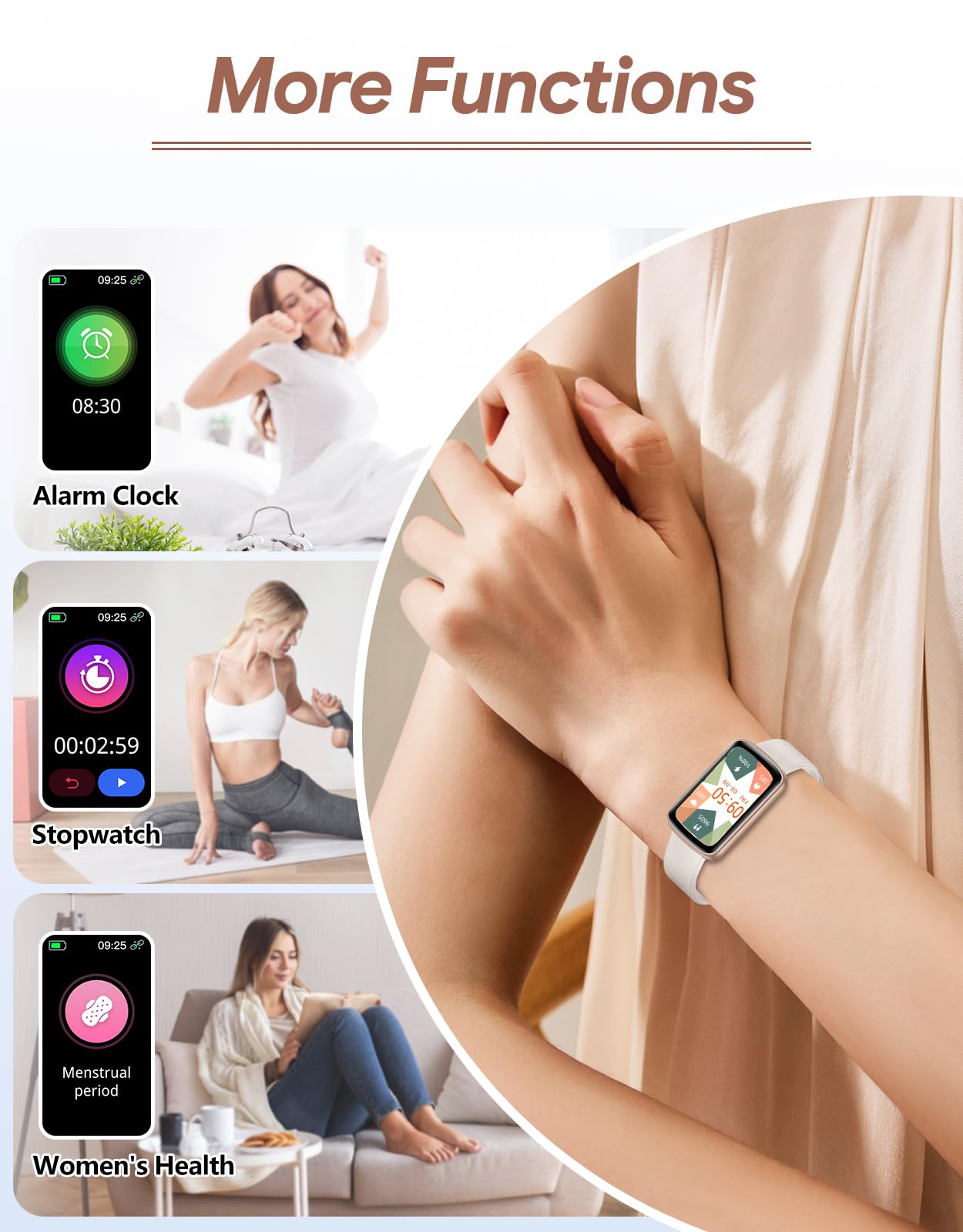RUIMEN Fitness Tracker, Fitness Watches for Women Men with Heart Rate Monitor Blood Oxygen Sleep Tracker Pedometer, 1.47" Smart Watch Step Calorie Counter for Android iOS IP68 Waterproof (Starlight)