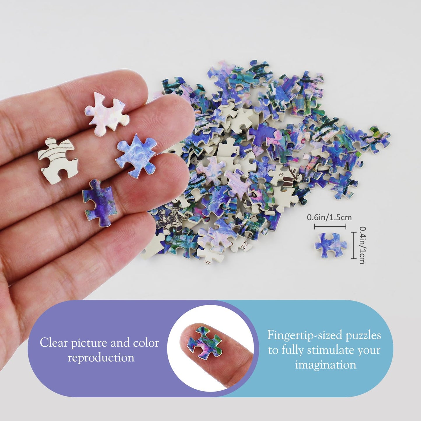 MISITU Small Jigsaw Puzzles for Adults Challenging Puzzle Small Puzzles Mini Jigsaw Puzzles for Adults 150 Pieces Micro Tiny Puzzle Van Gogh Art Puzzles Travel Puzzle 6 x 4 Inch 4 Packs