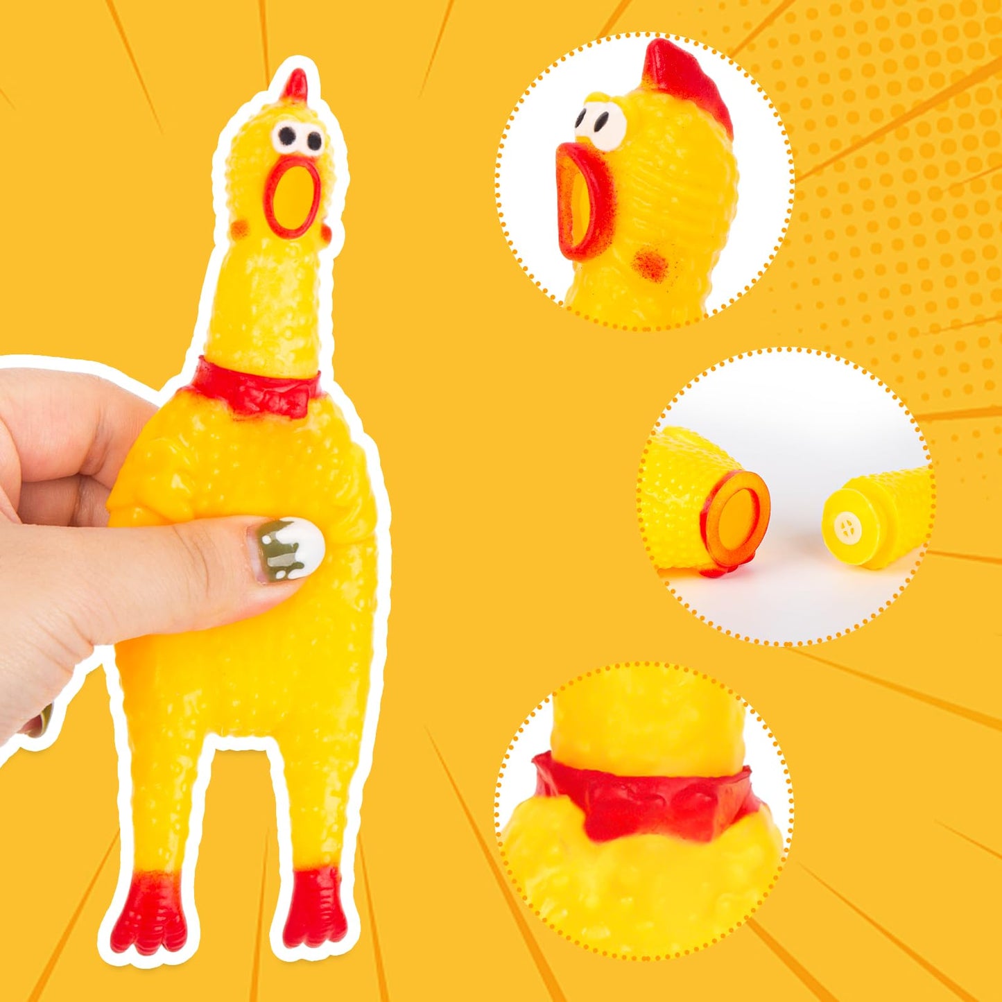 POPLAY 20PCS Squeaky Rubber Chickens, Screaming Chickens Bulk Prank Novelty Toys Pet Toys for Party Favors Family Game Dog Toys Noise Maker