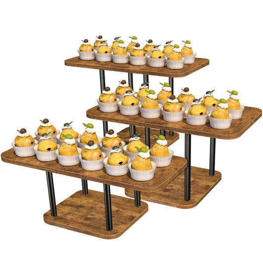 LLAXERGU Cupcake Stand for 50 Cupcakes Wooden Dessert Table Display Set Rustic Dessert Stands Rectangle Serving Tray for Party Baby Shower Birthday Graduation Wedding