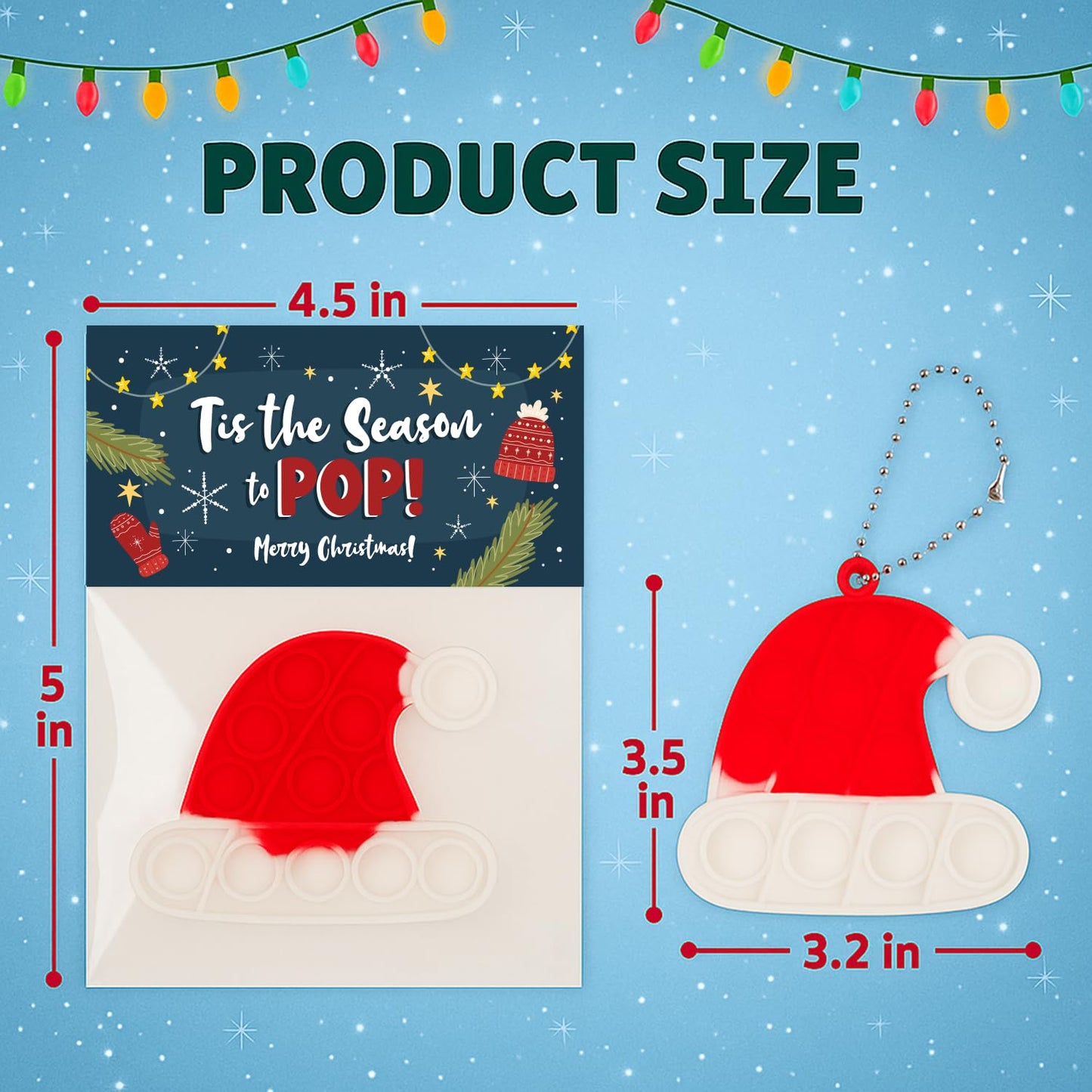 Christmas Pop Its Gift Pack for Students, Bulk Holiday Toys, Goody Bag Stuffers, Office Party Favors