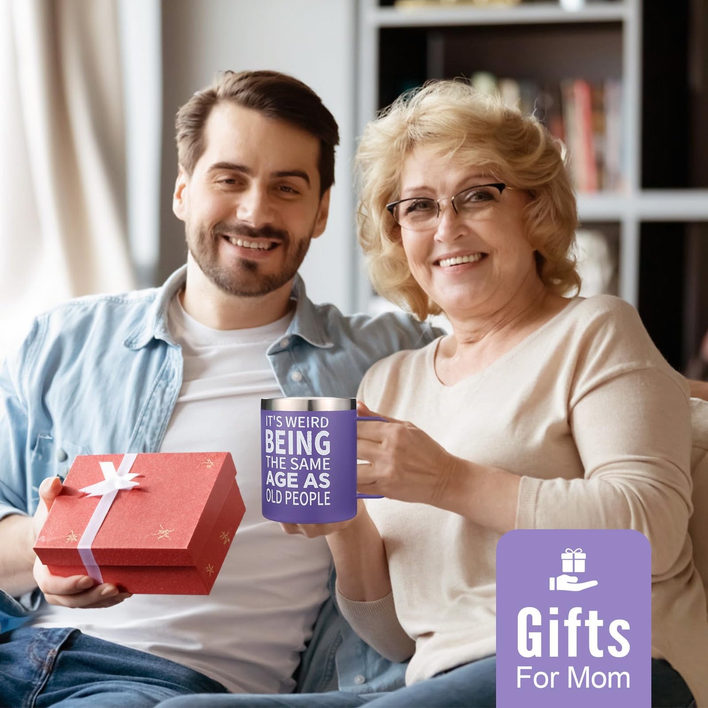 NOWWISH Birthday Gifts for Women, It's Weird Being The Same Age As Old People Mug, Funny Gifts for Women, Mom, Wife, Grandma, Best Friend (14oz, Purple)