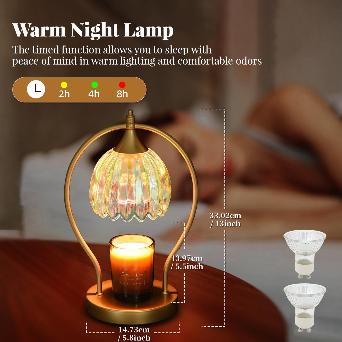 GOODBUY Candle Warmer Lamp with Timer: Dimmable Scented Candle Warmer Aromatherapy Lamp for Home Decor, Mothers Day Gifts for Mom, Ideal Housewarming Birthday Wax Warmer Light Gift, Includes 2 Bulbs