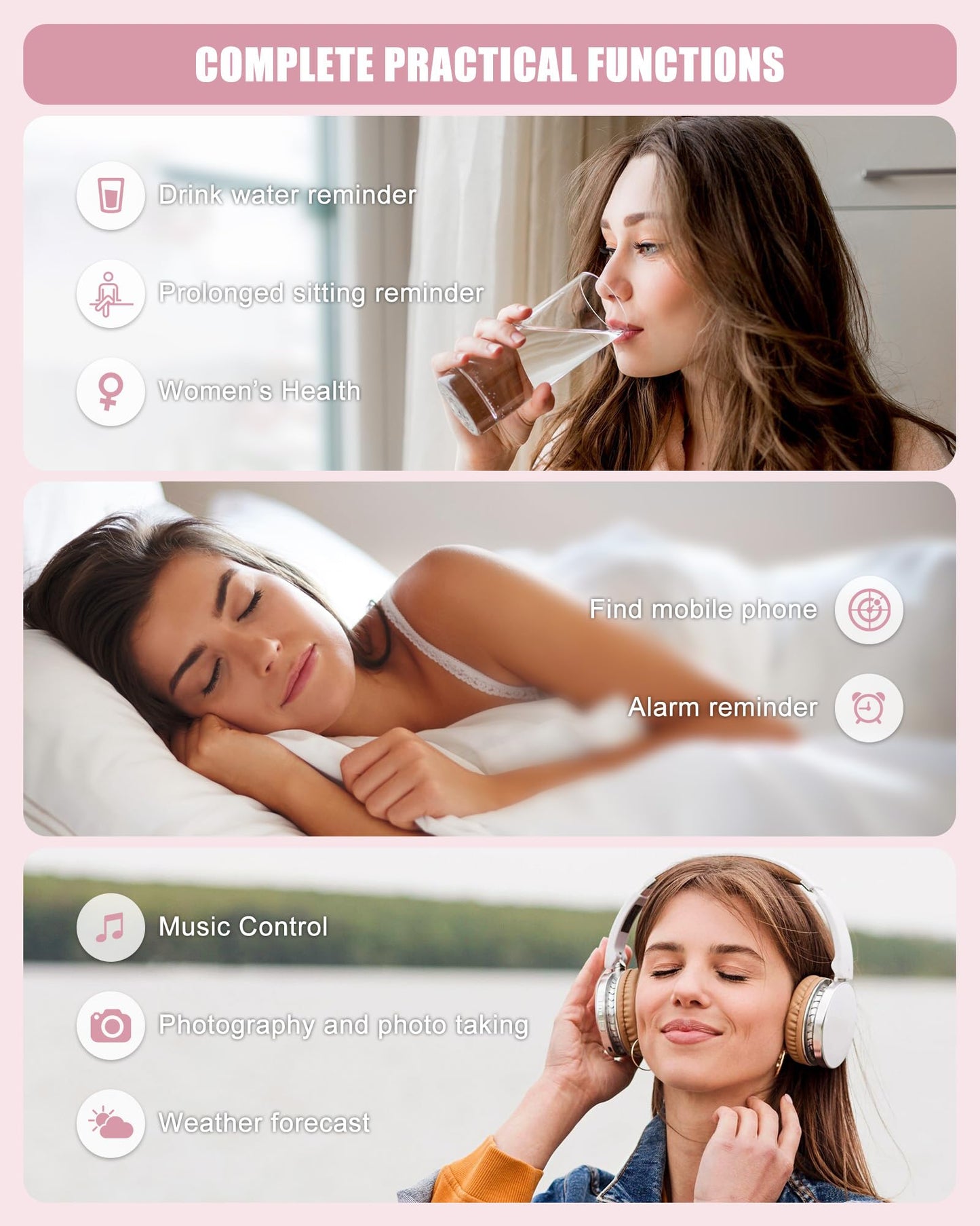 Fitness Tracker, Smart Watch for Women Men with 24/7 Heart Rate/Blood Pressure/Blood Oxygen Monitor,Sleep Tracker,Step & Calorie Counter, IP68 Waterproof Fitness Watches Compatible with Android&iPhone