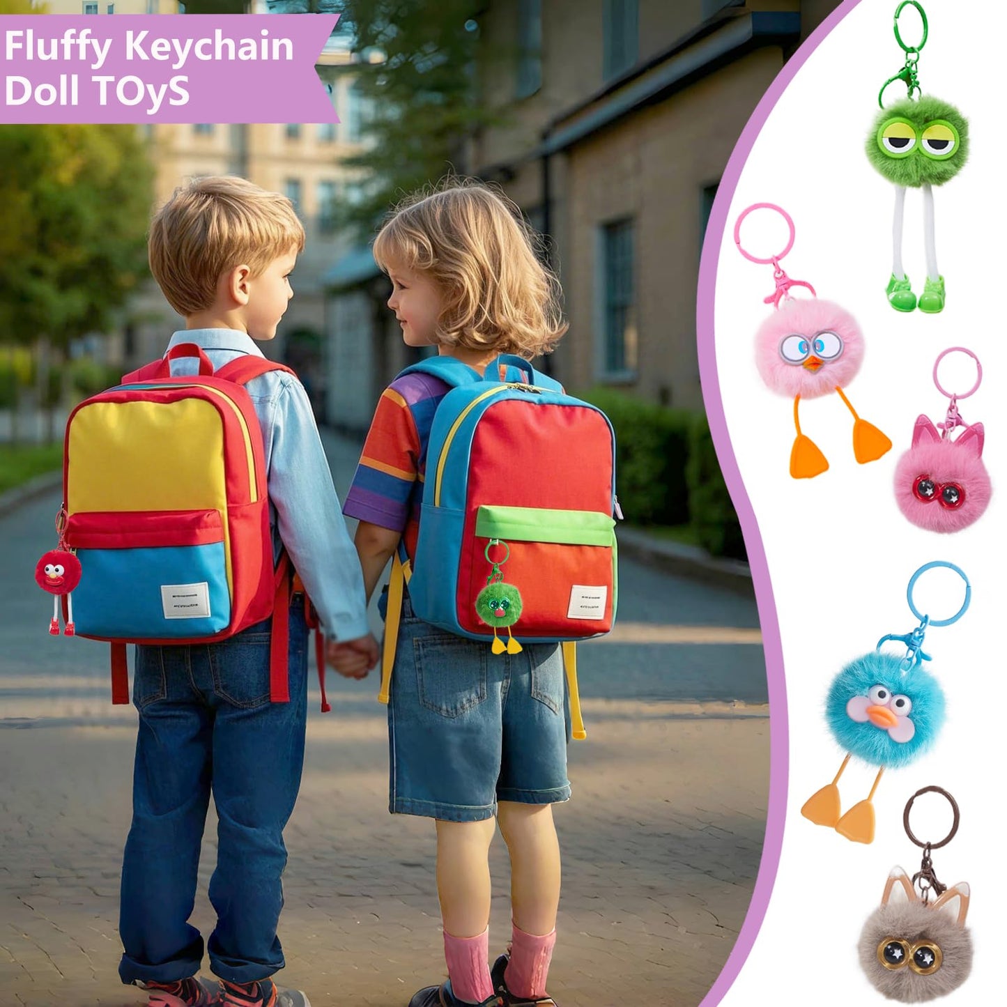 24 PCs Kids Keychains - Keychain Cute for Birthday Goodie Bags for Kids Party Favors Pinata Toys Classroom Prizes Elementary Carnival Prizes in Bulk Operation Christmas Child Bulk Items Class Prizes