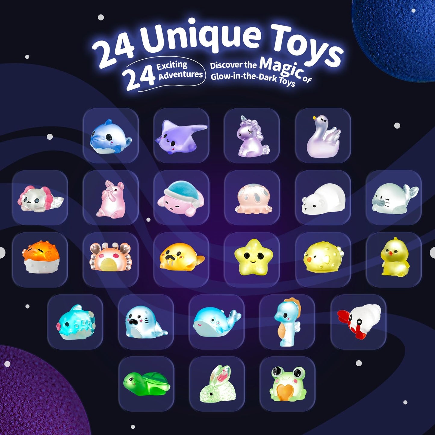 SudsyRoar Bath Bombs for Kids with Surprise Inside – 24 Pack Handmade Bath Bombs with Glow-in-The-Dark Land & Sea Toys, Fizzy Bath Salt Balls, Birthday Party Favors for Boys and Girls