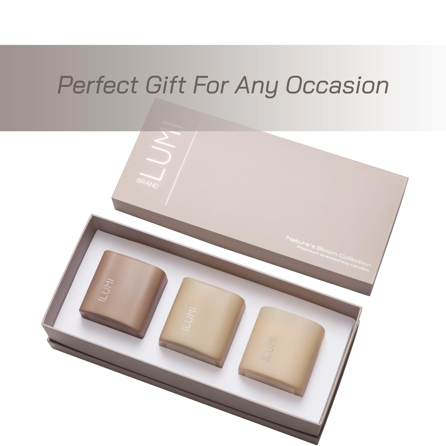 Set of 3 Scented Soy Candles Gift Set | Nature's Bloom Collection | 3 Scented Candles - Gardenia, Hilton Garden, and Rose & Oud | Crackling Wood Wick | Clean Burn | 50+HR Burn Time, 9.8oz Each