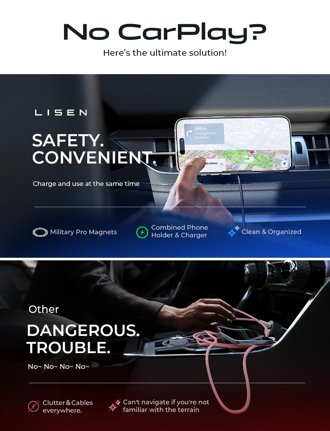 LISEN for 15W MagSafe Car Mount Charger,Magnetic Wireless Car Charger for iPhone 16 Pro Max Accessories,Magnetic Phone Holder for 17 iPhone 16e 15 14 13 12,Samsung ＆ Pixel with MagSafe,Gifts