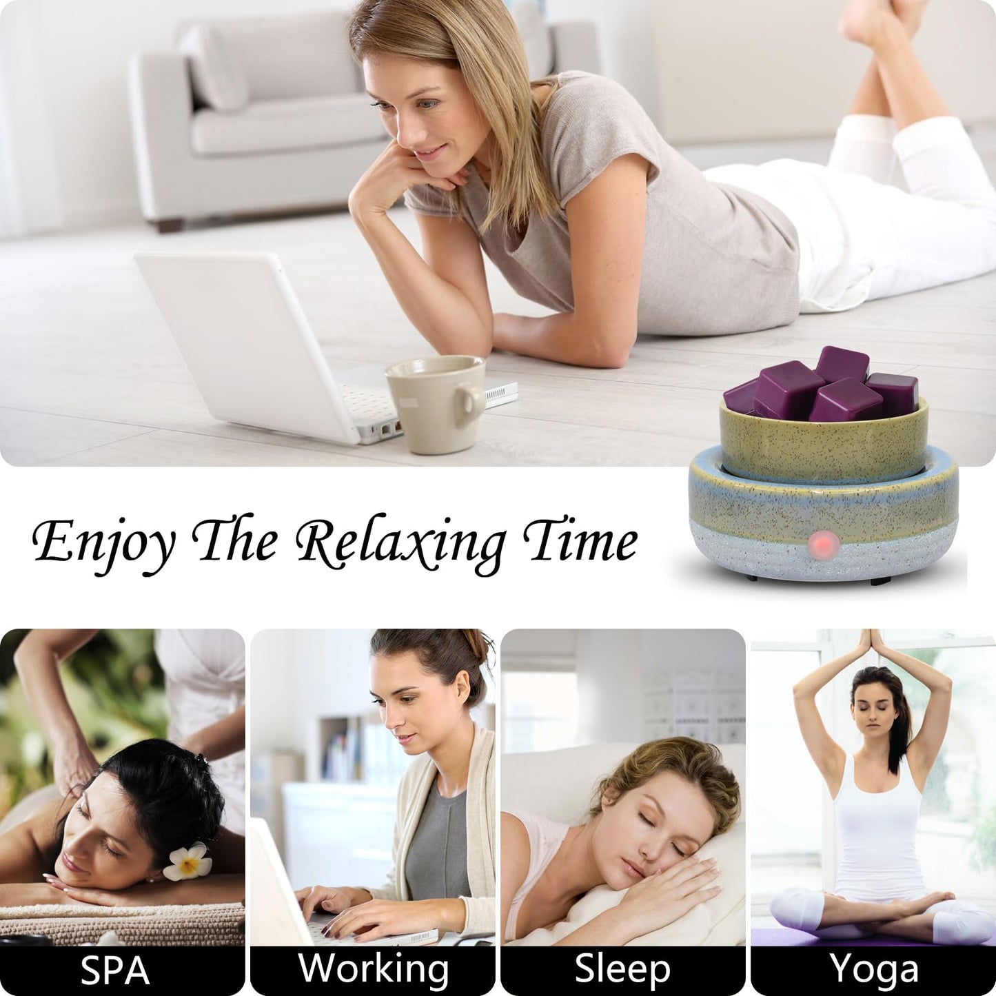 Candle Wax Melt Warmer with Timer Ceramic Electric Wax Melt 4-in-1 Oil Burner Adjusting Temperature Fits Yankee Large Jar Scented Candle for Home Decor Birthday Gifts for Women Mom Grandma Girls