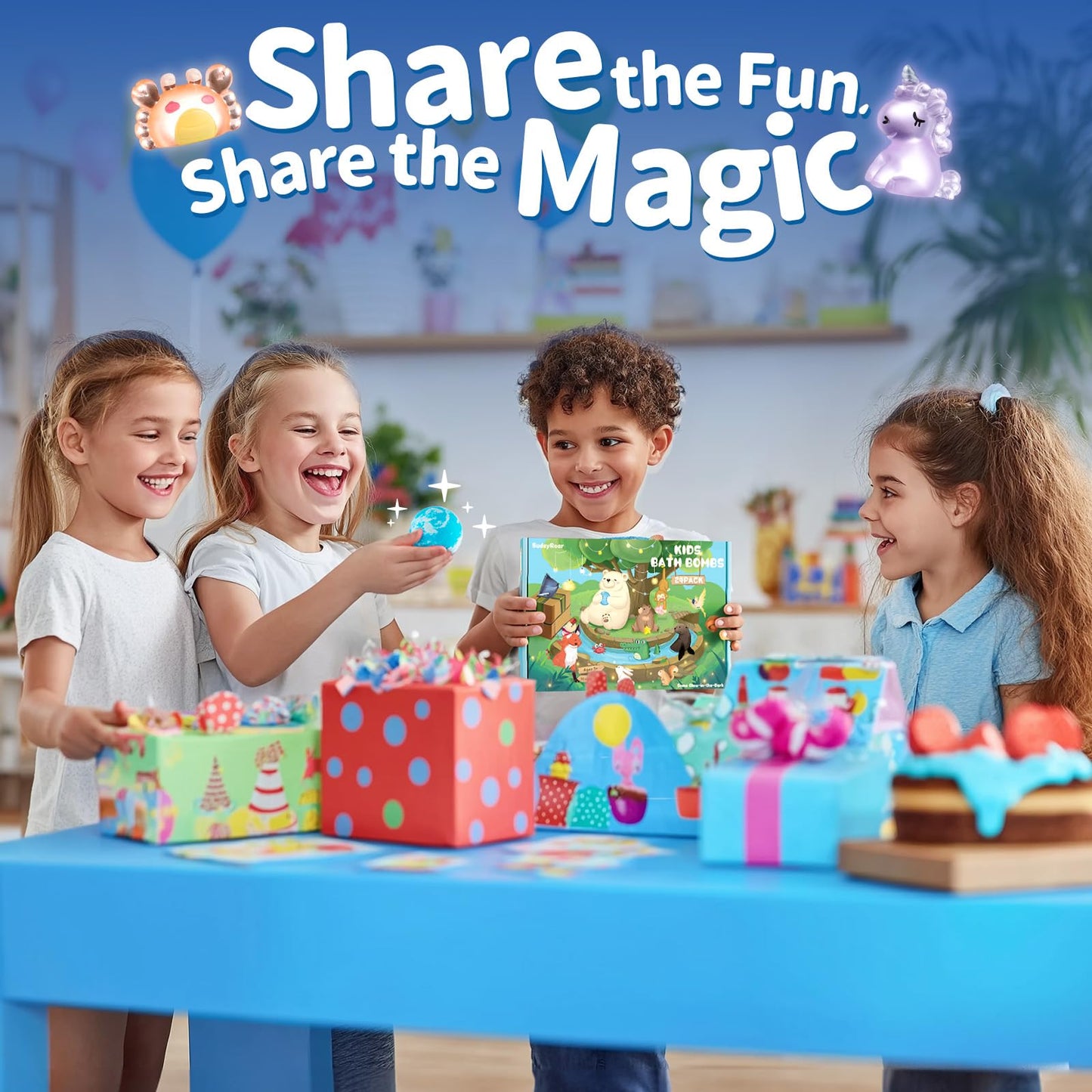 SudsyRoar Bath Bombs for Kids with Surprise Inside – 24 Pack Handmade Bath Bombs with Glow-in-The-Dark Land & Sea Toys, Fizzy Bath Salt Balls, Birthday Party Favors for Boys and Girls