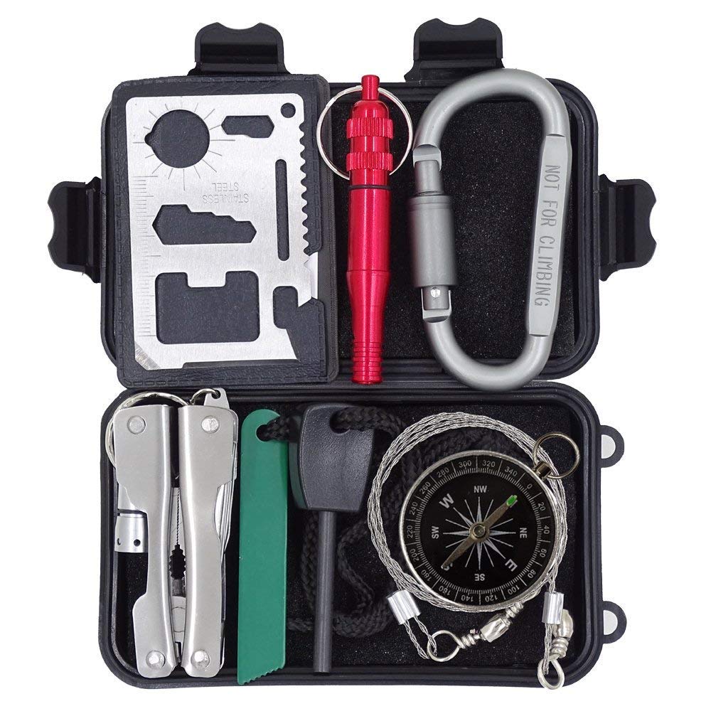 Outdoor Survival Kit 7 in 1,Mini Emergency Survival Gear Small Camping Equipment Pocket Tool Gadgets Stocking Stuffers Ideal for Boys Kids Hiking