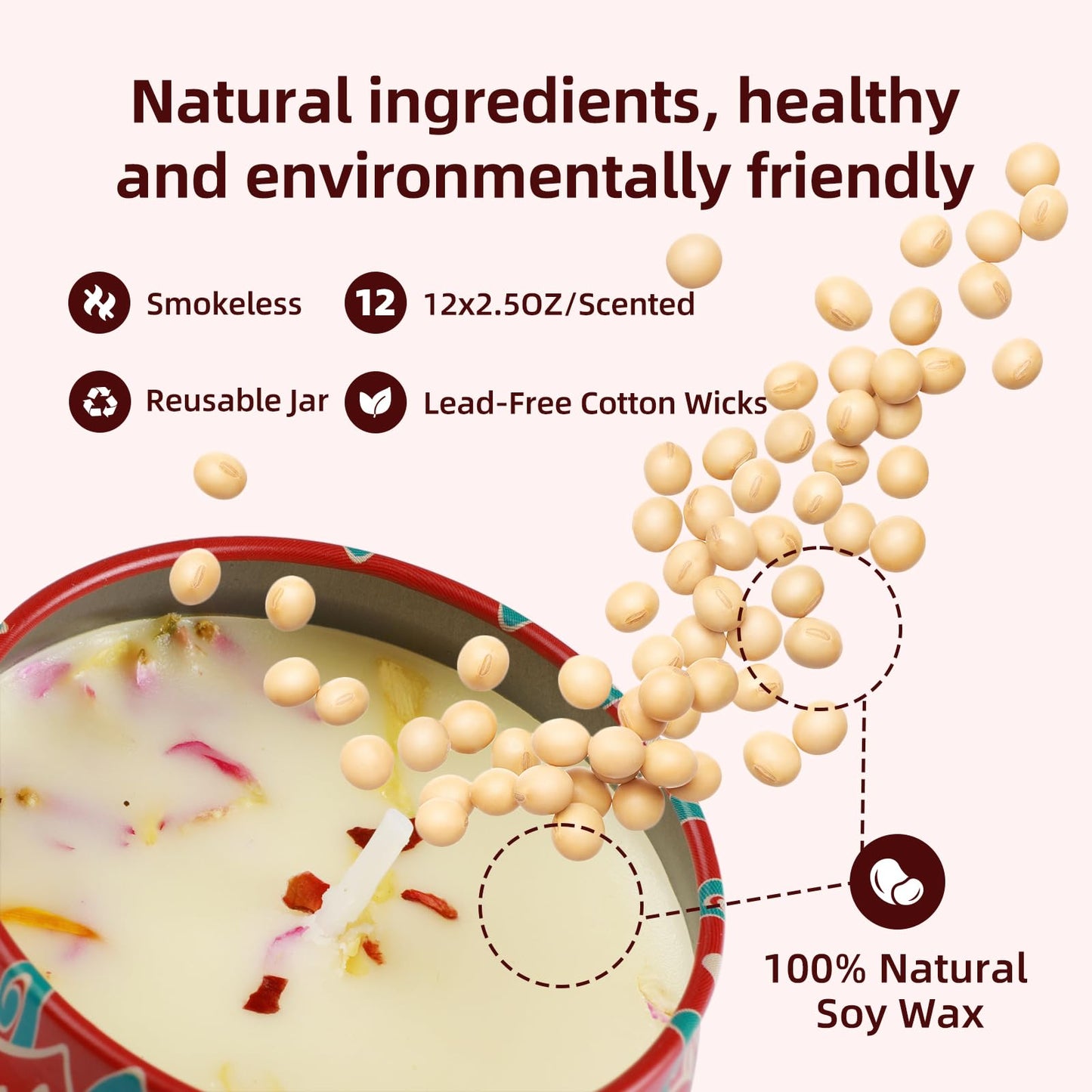 YARDZINE Scented Candles Gift Set, 12 Pack Candles for Home Scented, 2.5 oz Long Lasting Soy Wax Aromatherapy Candle Set with Gift Box, Birthday Gifts for Women