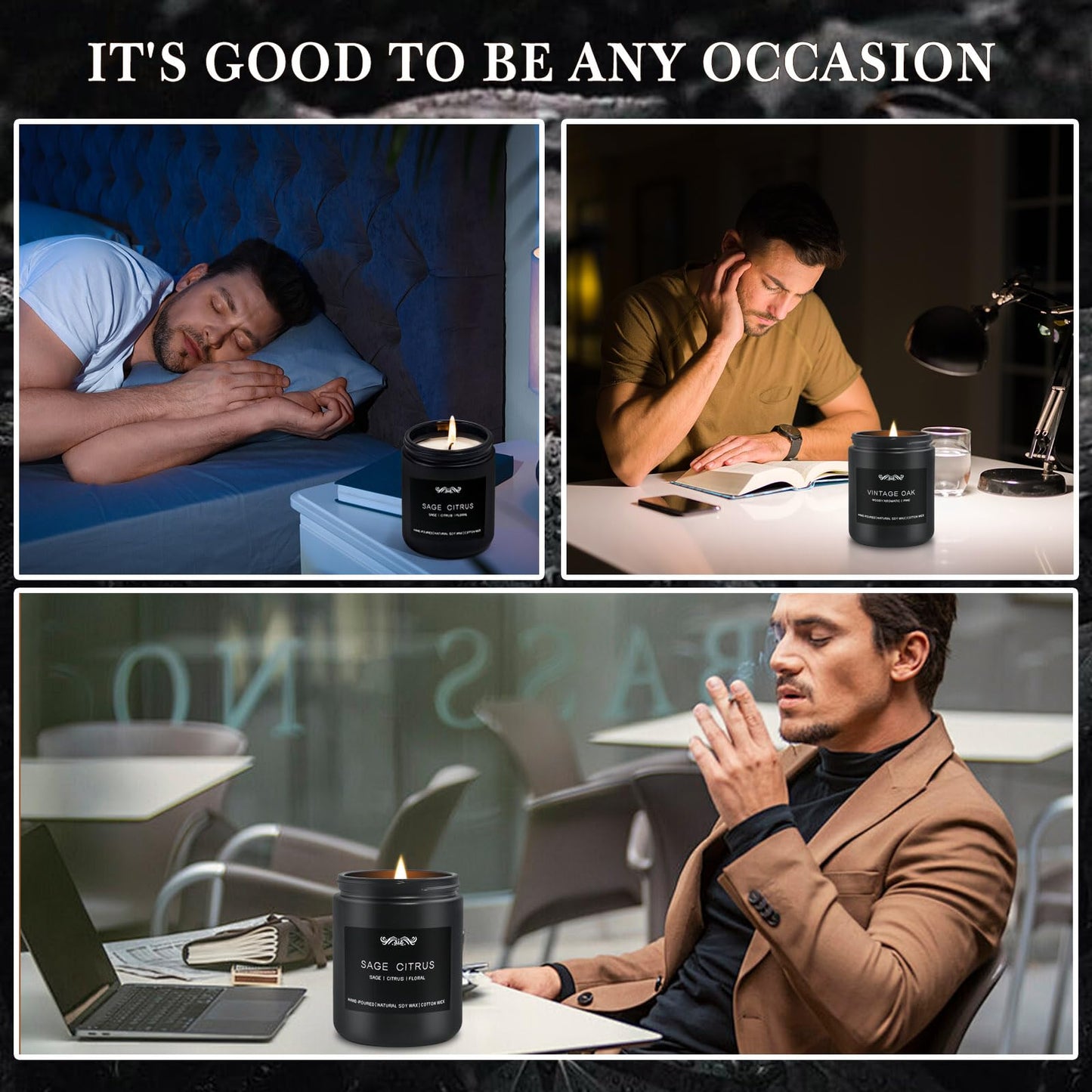 6 Pack Candles for Home Scented Aromatherapy Candles Gifts Set for Men, Men Candle Set, 42 oz 300 Hour Long Lasting Candles, Gifts for Mens, Birthday, Anniversary Present