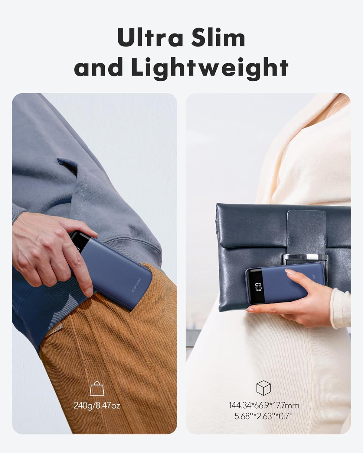 charmast Portable Charger with Built in Cables, Power Bank with Cords Wires, Slim 10000mAh Travel Battery Pack 6 Outputs 3 Inputs 3A Fast Charging for Samsung Google Pixel LG Moto iPhone iPad