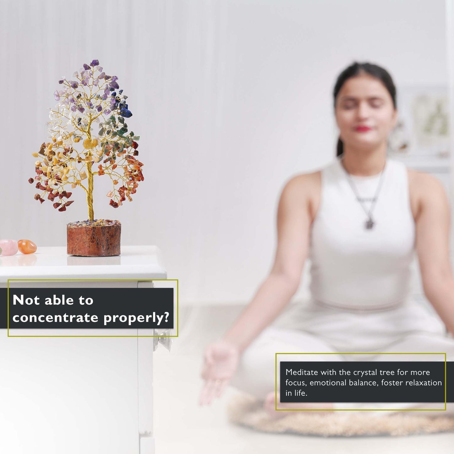 FASHIONZAADI 7 Chakra Tree of Life, Crystals and Healing Stones, Birthday Gifts for Women - Crystal Tree for Positive Energy, Home Office Decor, Spiritual Gifts for Women