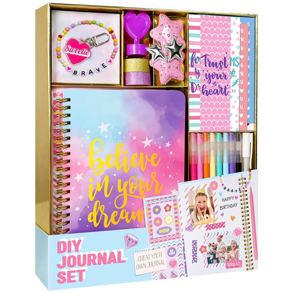 Nollh DIY Journal Kit for Girls - DIY Journal Set for Tween & Teen Girls, Stationery Set, Scrapbook & Diary Supplies Set, Journaling Art Crafts Kit, Ideal Gifts for 8 9 10 11 12 13 14 Year Old Girl