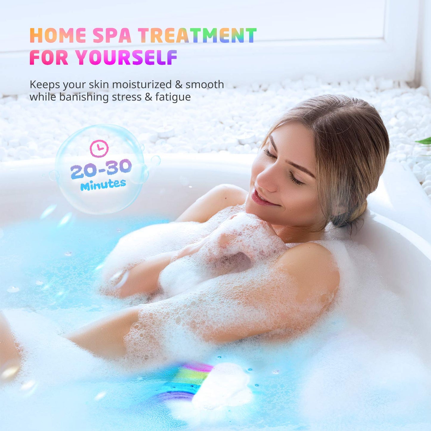 Elfinbay Rainbow Cloud Bath Bomb Gift Set, Bulk Kids Bath Bombs for Toddler Girls Individually Wrapped, Natural Bubble Bath Bombs for Kids Stocking Stuffers Halloween Christmas Birthday Gifts for Kid