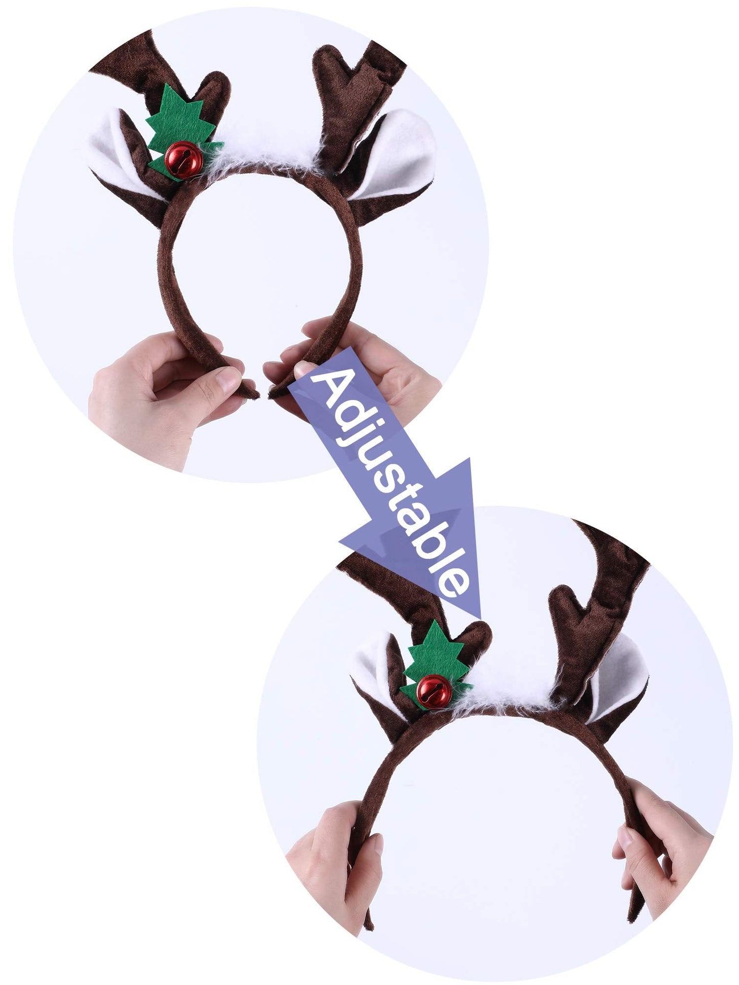 2 Pieces Christmas Reindeer Headband Antlers Hairband Headwear Accessories for Christmas Party Decoration, 2 Styles (Dark Brown, Light Brown)