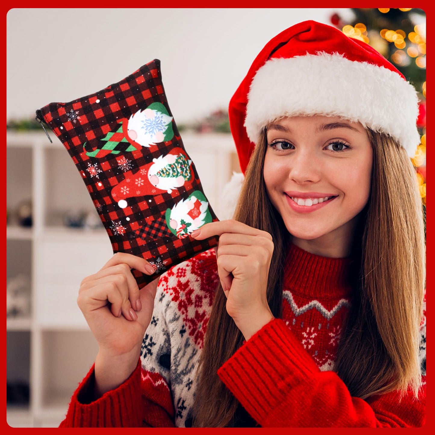 Reginary 60 Pcs Christmas Makeup Bags Bulk Xmas Cosmetic Bags 7 x 4.3 Inches Snowman Snowflake Santa Zipper Pouch Christmas Purses Gifts for Women