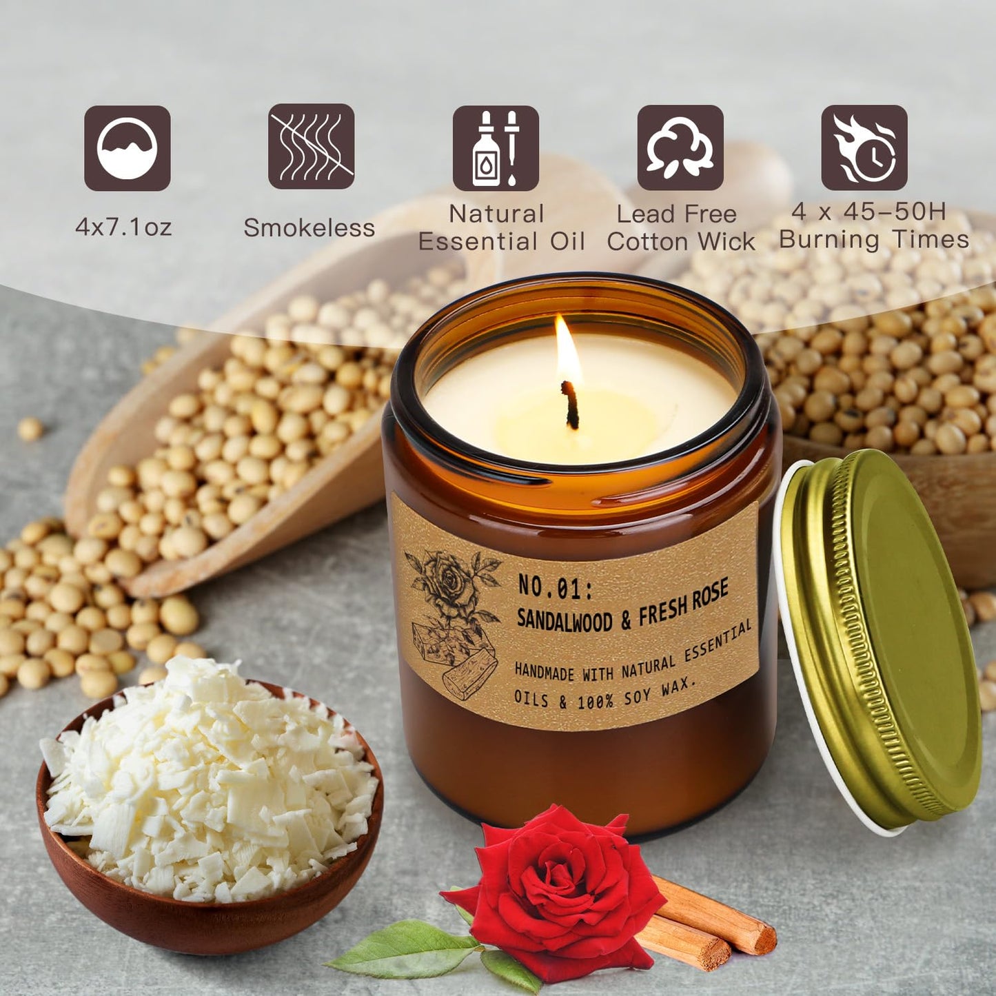 Candles for Home Scented Candles Set, 4 Pack Candles Gifts Set for Women/Men, Soy Candle, Lavender Candle, 220H Long Lasting Soy Wax Candle Set for Mother's Day, Birthday, Anniversary, Men