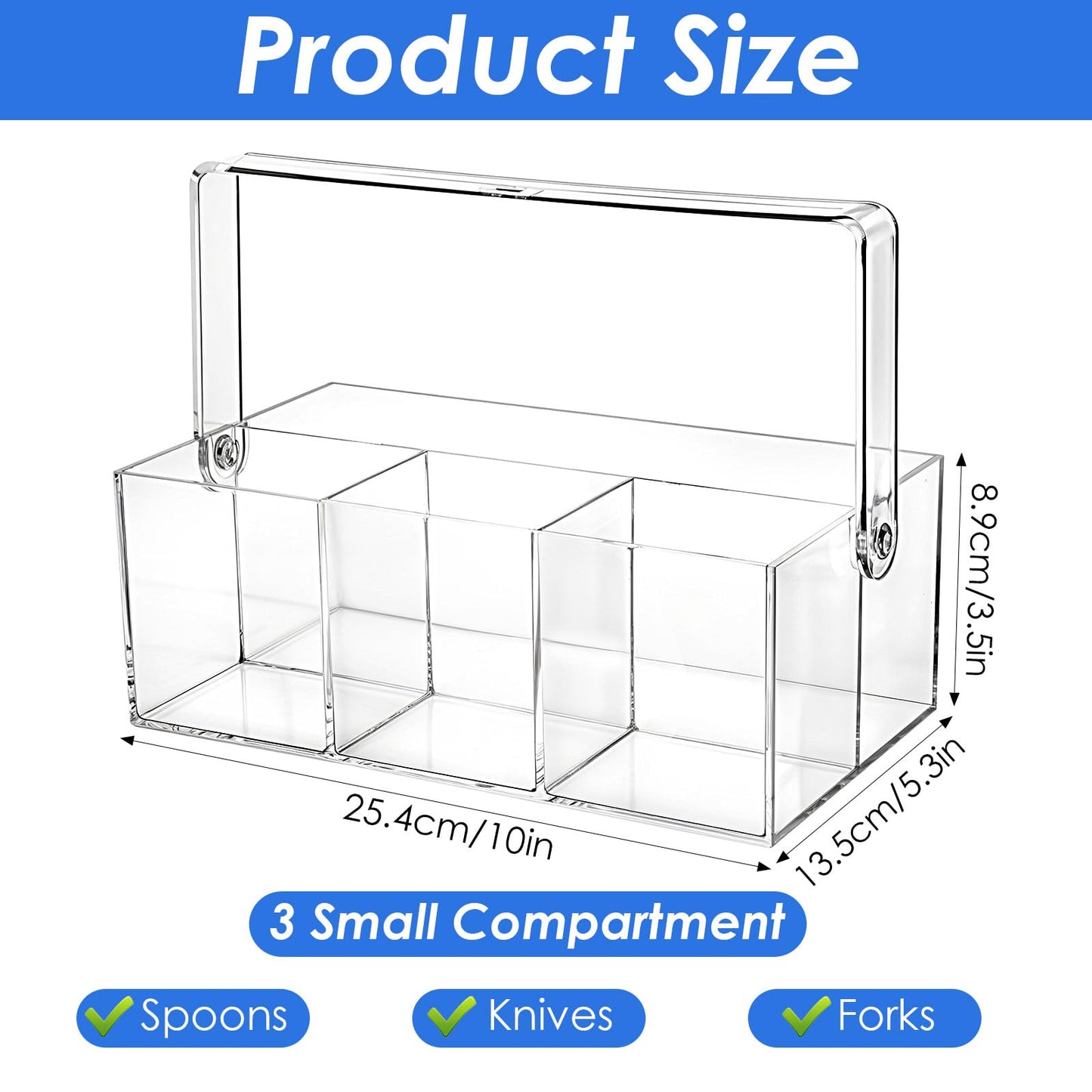 2 Pack Silverware Organizer, Paper Plate Holders, Cutlery and Flatware Caddy for Countertop, Table, Buffet, and Picnic - Acrylic Party Utensil Holder for Knives, Forks, Spoons, Plates, Napkins