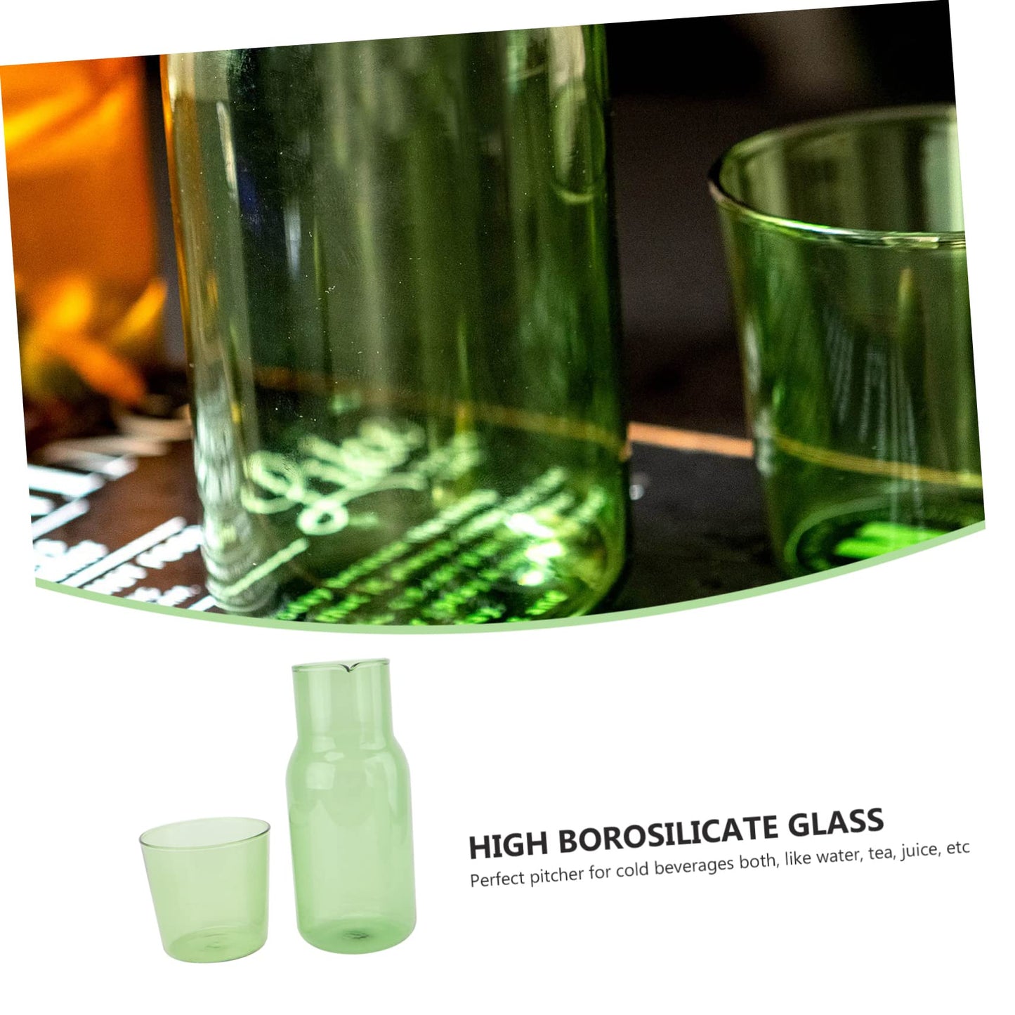 FELTECHELECTR Borosilicate Glass Cup and Water Bottle Set Water Cup Bottle Kitchenware Hotel Supplies for Thanksgiving Parties