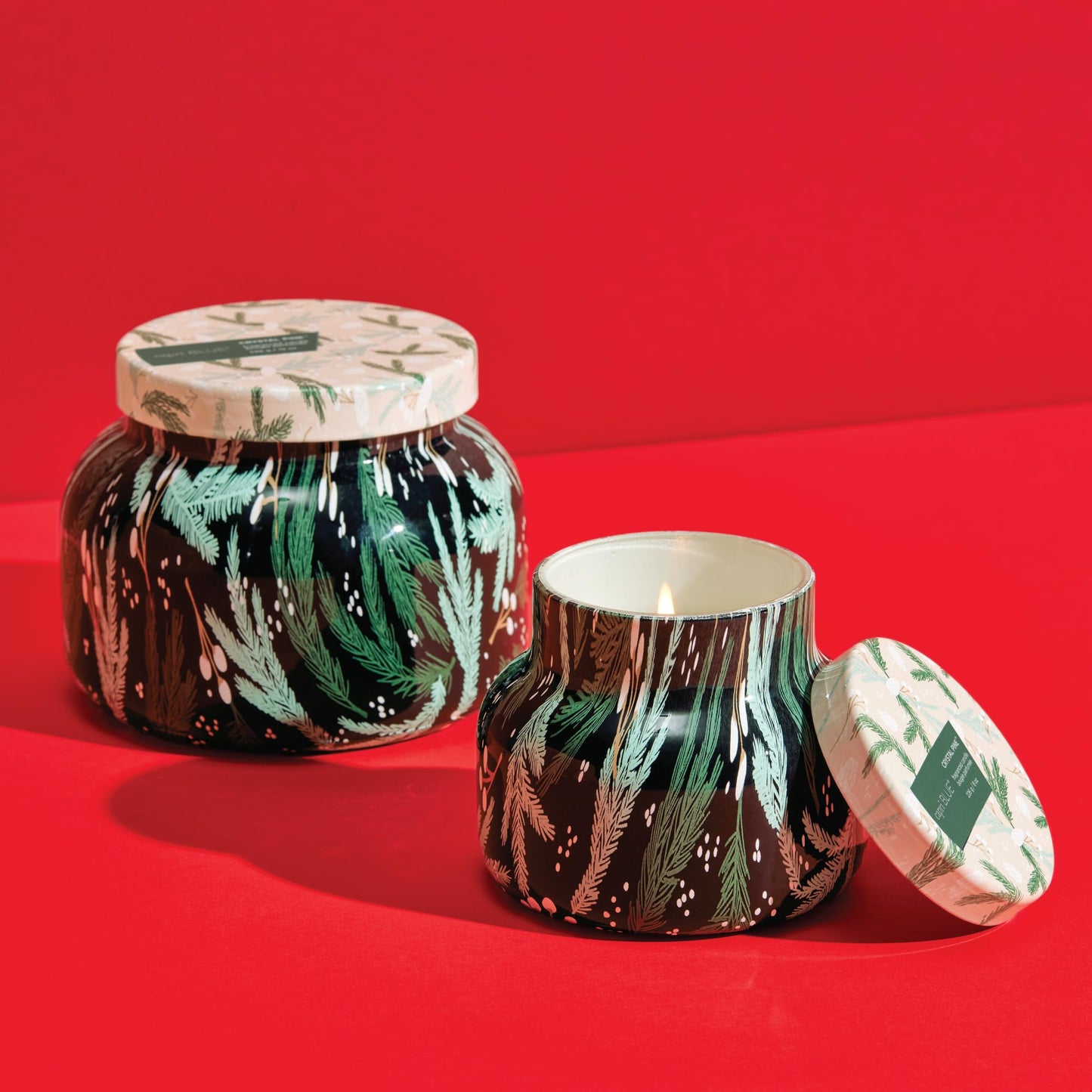 Capri Blue Pattern Play Signature Holiday Candle - Luxury Holiday Scented Candle for Home- Long Lasting Soy Wax Blend - Comes in Decorative Glass Jar (Crystal Pine, 19 oz)