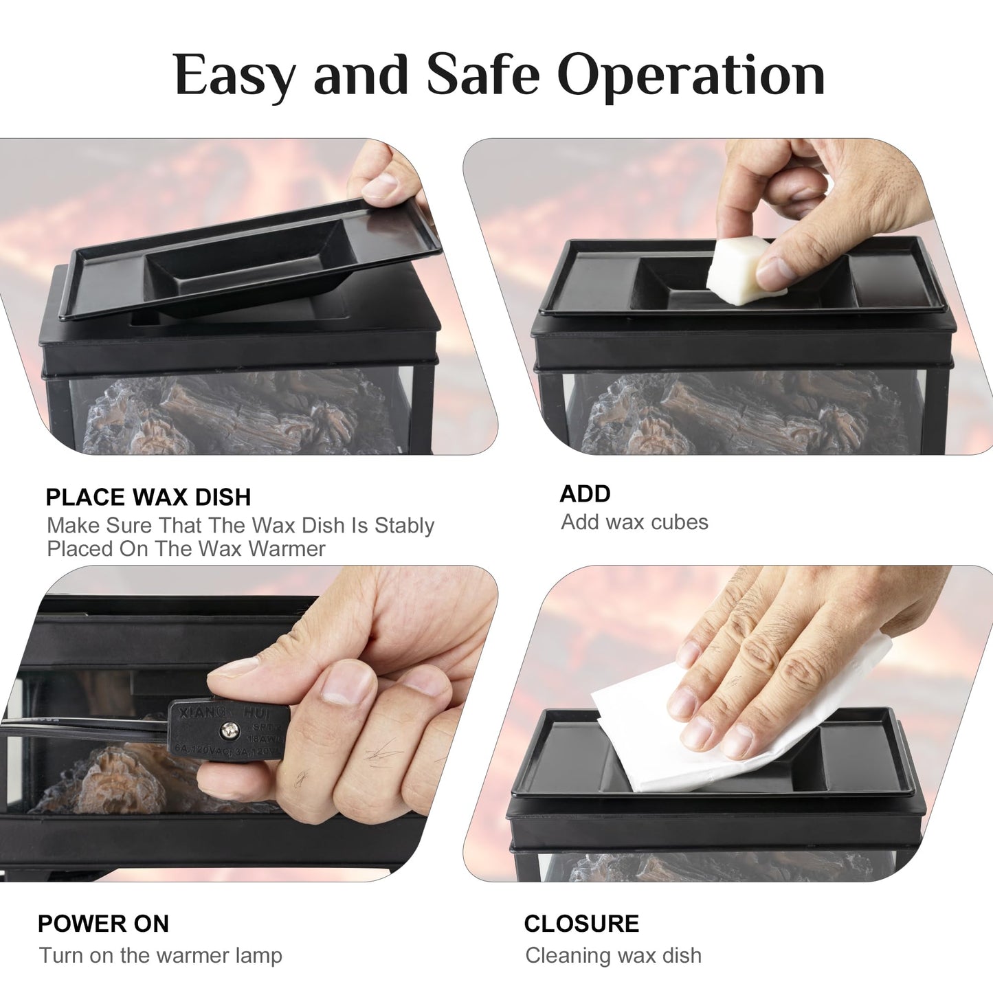 YSong Freestanding Fireplace Wax Warmer,Wax Warmer for Scented Wax,Electric Wax Melt Warmer,Full Metal Wax Melter,Wax Burner Fragrance Warmer for Home Office Gifts&Decor (Three-Sided Glass)