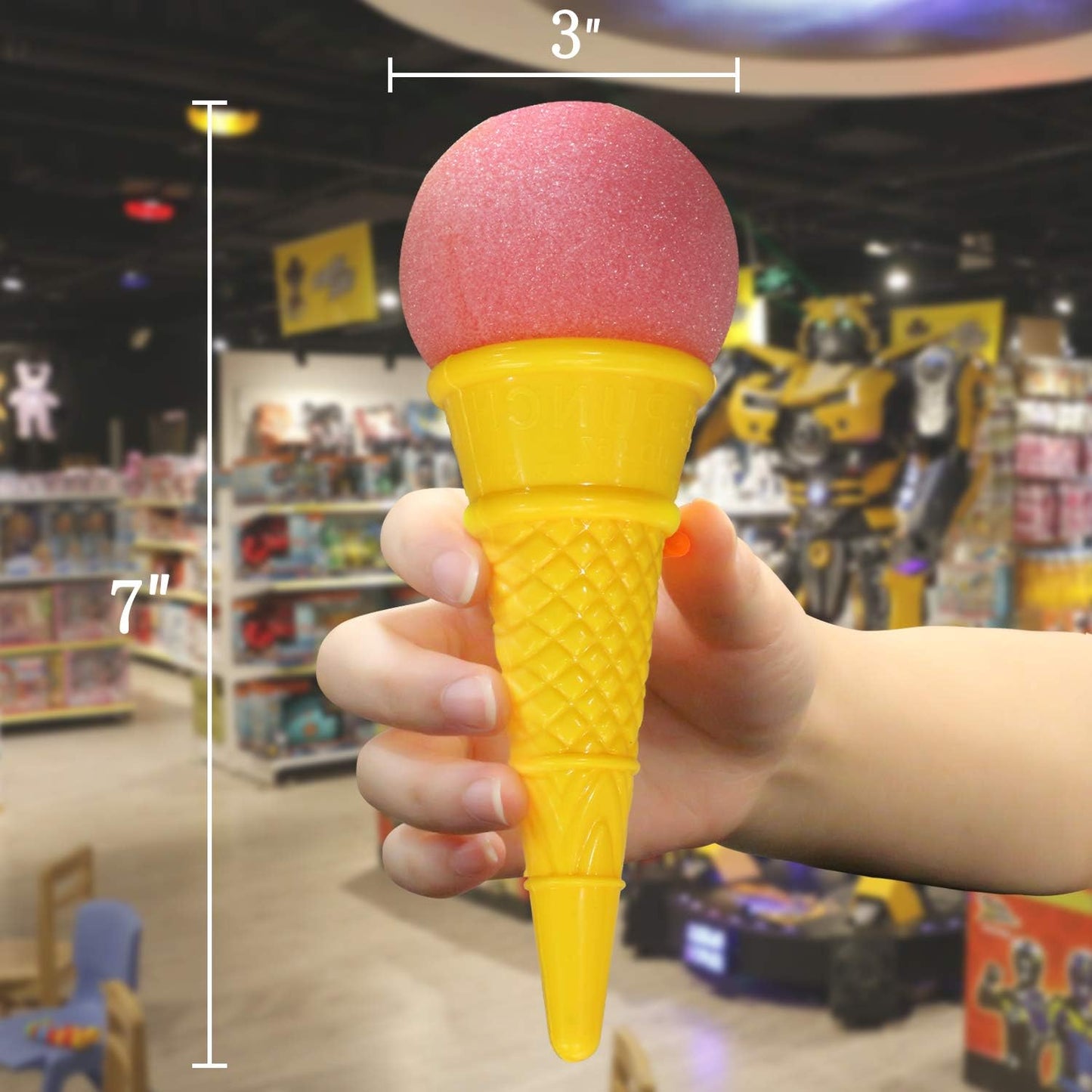 Novelty Place Ice Cream Shooters Toy (Pack of 12) - Squeeze N' Pop Game - Multi-Color Icecream Cone Foam Ball Launcher - Great Party Favors and Carnival Prize for Kids and Children (7 inch)