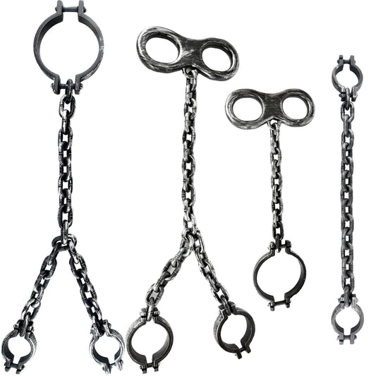 Sonarun 4 Pcs Halloween Chains Props Realistic Plastic Chains Link Prison Fake Wrist Shackles Feet Shackles Neck Shackles Chain Toys Prank Props for Halloween Costume Party Haunted Dress Up
