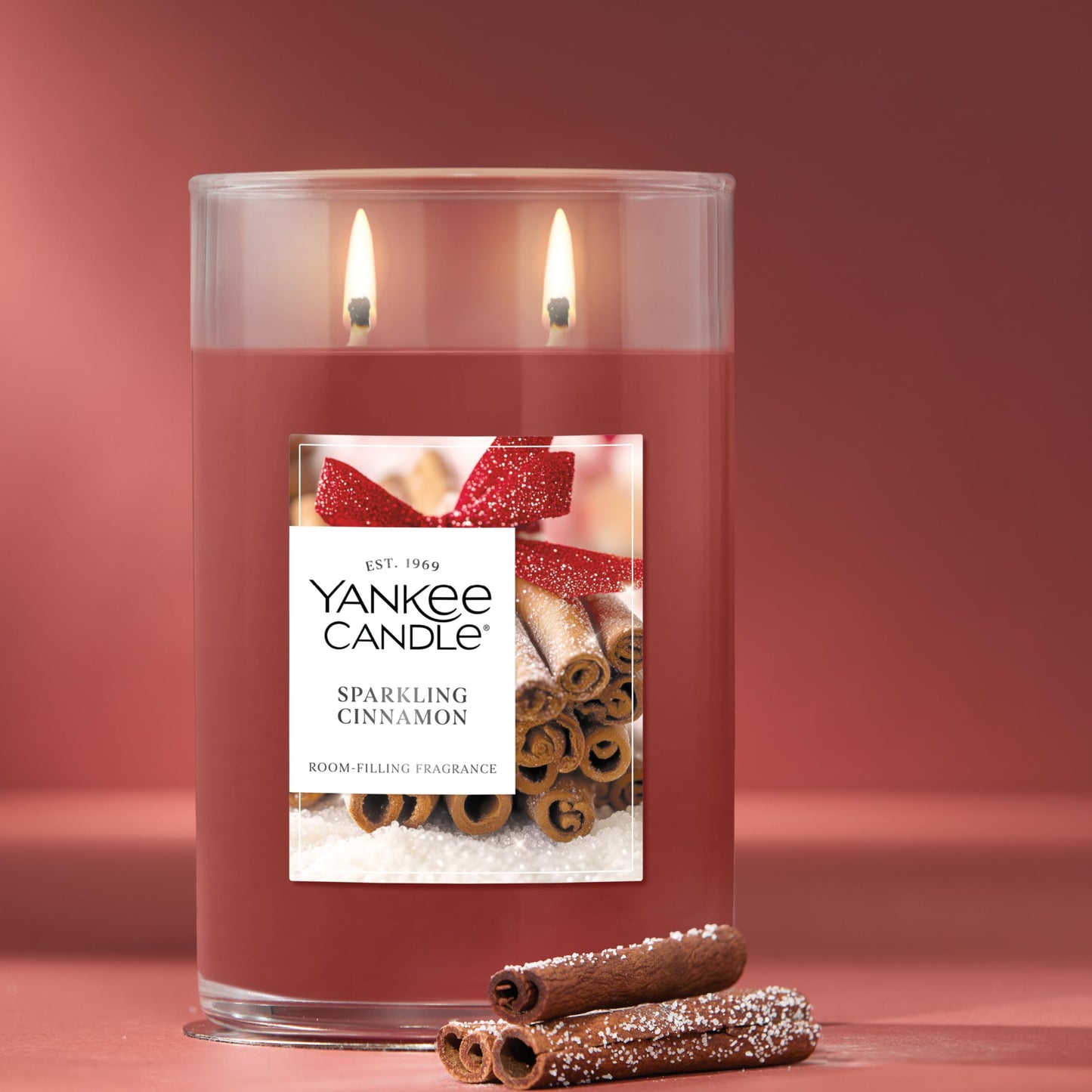 Yankee Candle Large Tumbler Scented Candle with up to 80 Hour Burn Time, Premium Plant Wax Blend for Consistent Burn, 20 oz Tumbler Candle with Room Filling Fragrance, Sparkling Cinnamon