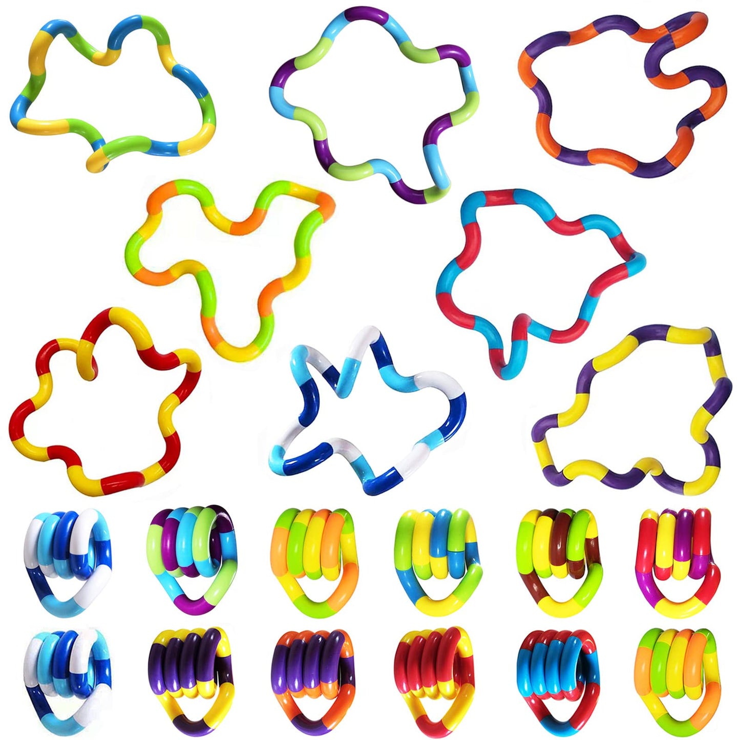 20 PCS Quiet Fidgets Toys,Multicolor Fidget Toys for Adults,Kids-Sensory Items for Relaxation,Autism,Decompression-Squeeze, Twist, Chain Spinner Alternative Gift