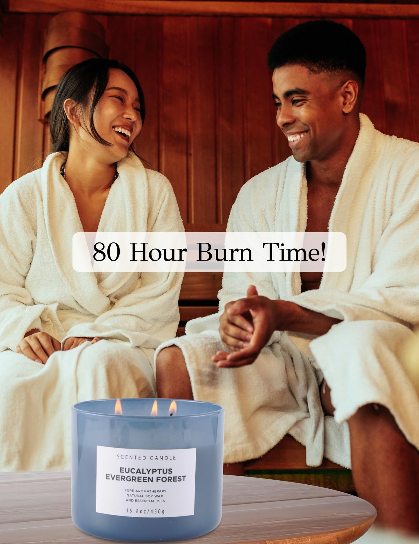 Eucalyptus Evergreen Forest 3 Wick Scented Candle | Luxury Soy Candles for Home | Relaxing Aromatherapy Stress Relief Candle 15.8 oz | Clean Burn Long Lasting Balsam Fir Woods Candles for Men & Women