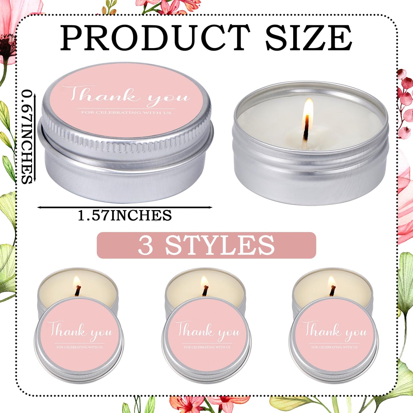 MTLEE 50 Pcs Thank You Candles Gift Wedding Favors Baby Shower for Guests 1 oz Lavender Scented Soy Wax Candle Aromatherapy Candle Favors for Bridal Baby Shower(Pink,Thank You)