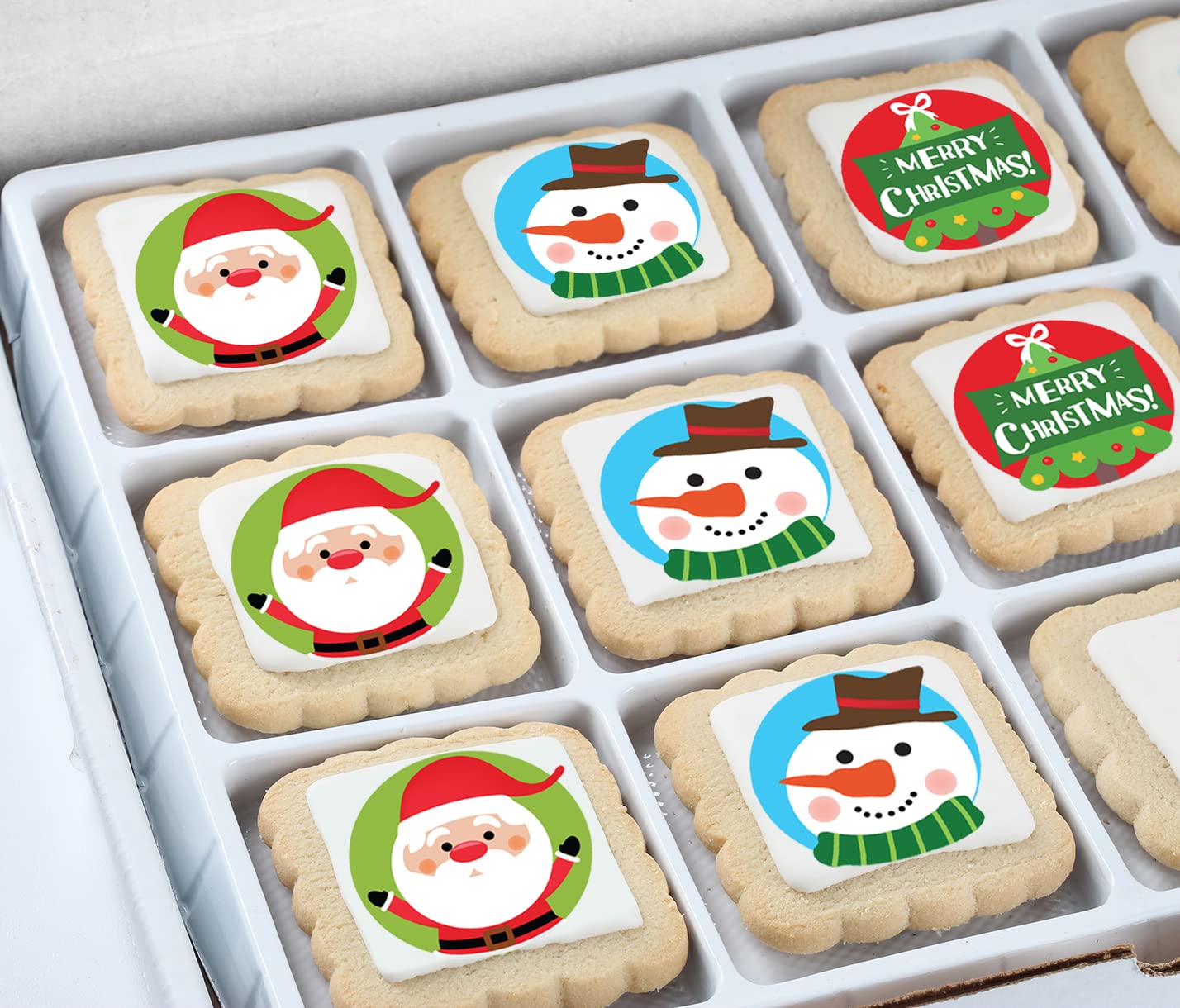 Christmas Cookies Gift Basket for Kids Men Women | Holiday Gourmet Corporate Food Gift INDIVIDUALLY WRAPPED | 12 Decorated Sugar Cookies