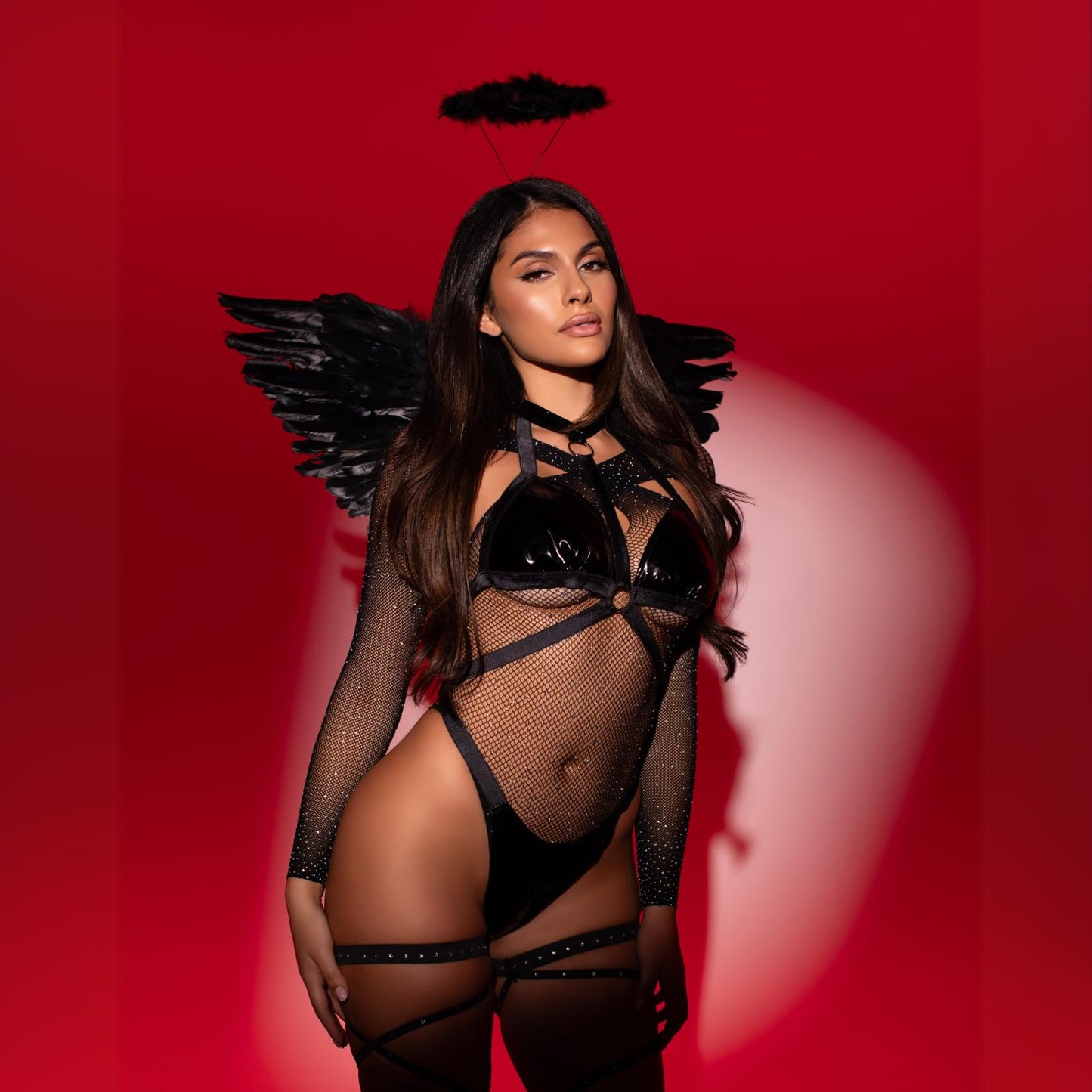 Leg Avenue Women's 2pc. Angel Accessory kit, Includes Wings and Halo, Black, One Size