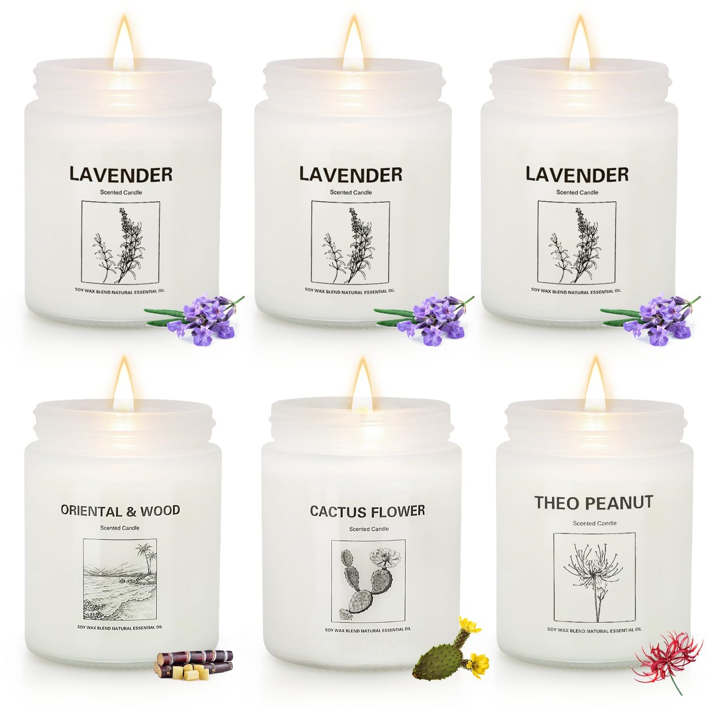 Candles for Home Scented,Lavender Candle Gifts Set,Made with Natural Soy Wax & Essential Oils, 6 Pack 42 Oz Candles Gifts for Women, Ideal for Birthday, Valentine's Day, Thanksgiving