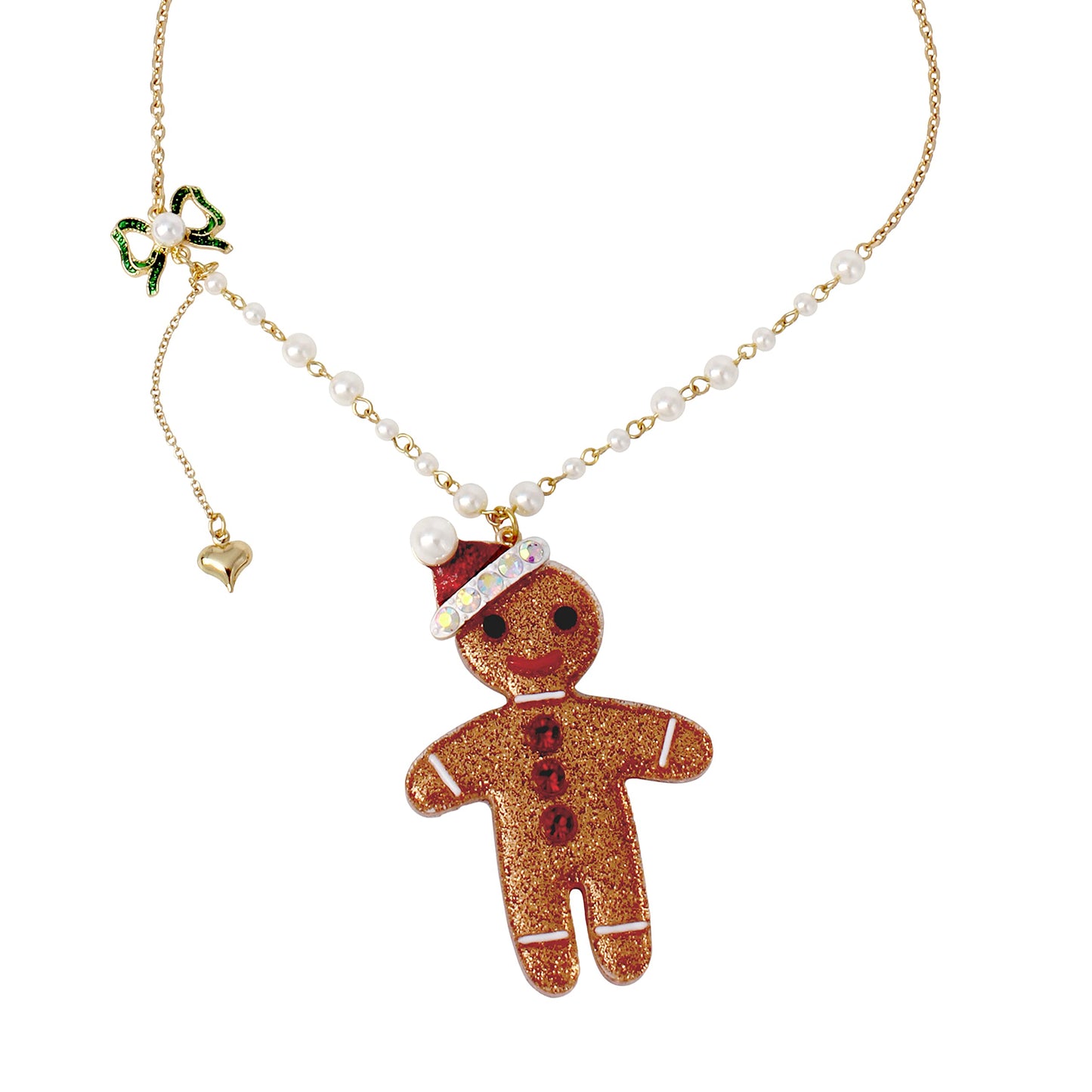 Betsey Johnson womens Gingerbread Pendant Long Necklace,Brown,373164GLD200
