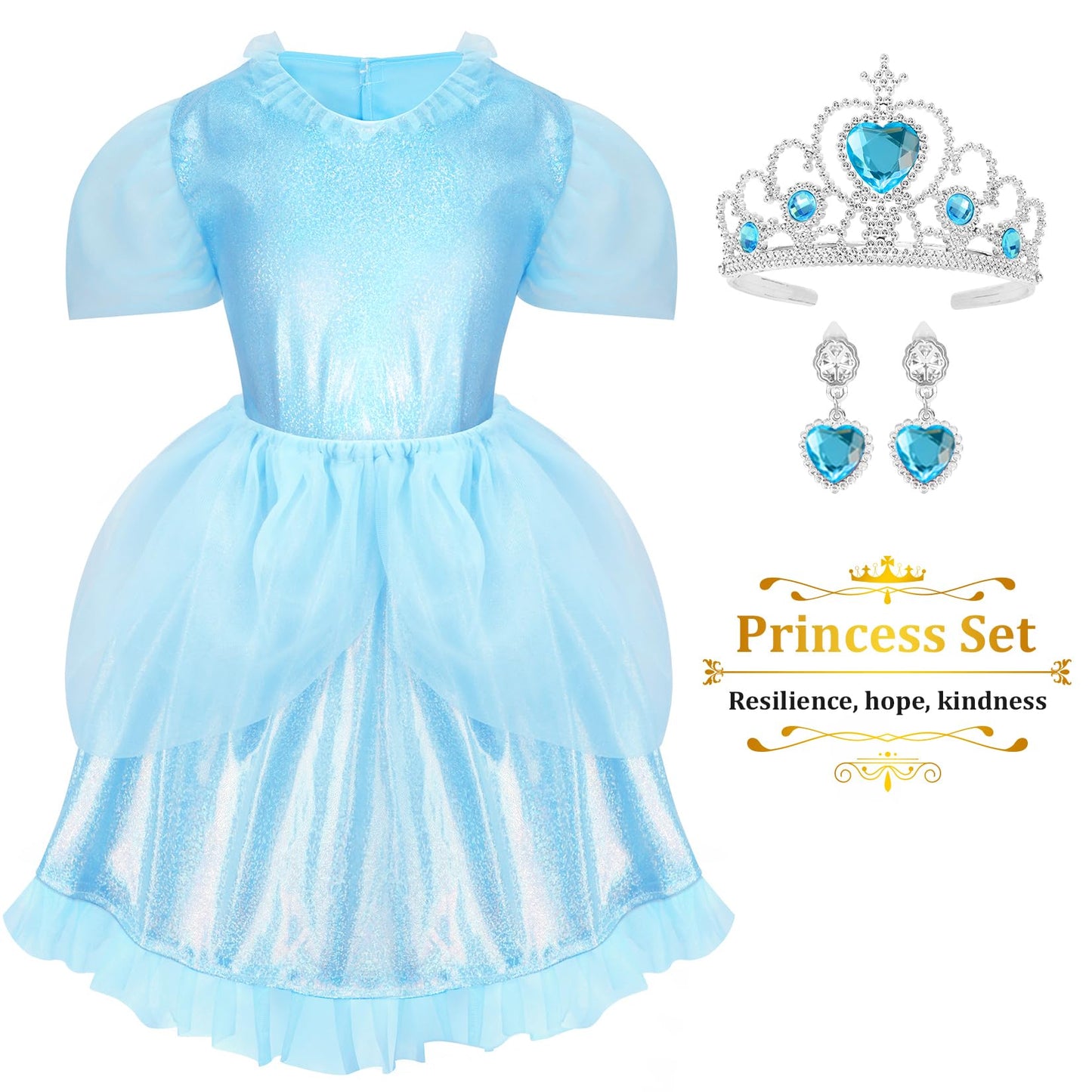 18 Pcs Princess Dress Up Clothes for Little Girl Role Play Costume Gift Set, Princess Dress Up Toys for Toddler Girls, Birthday Christmas Party Gifts for Girls Aged 3-6 Years Old
