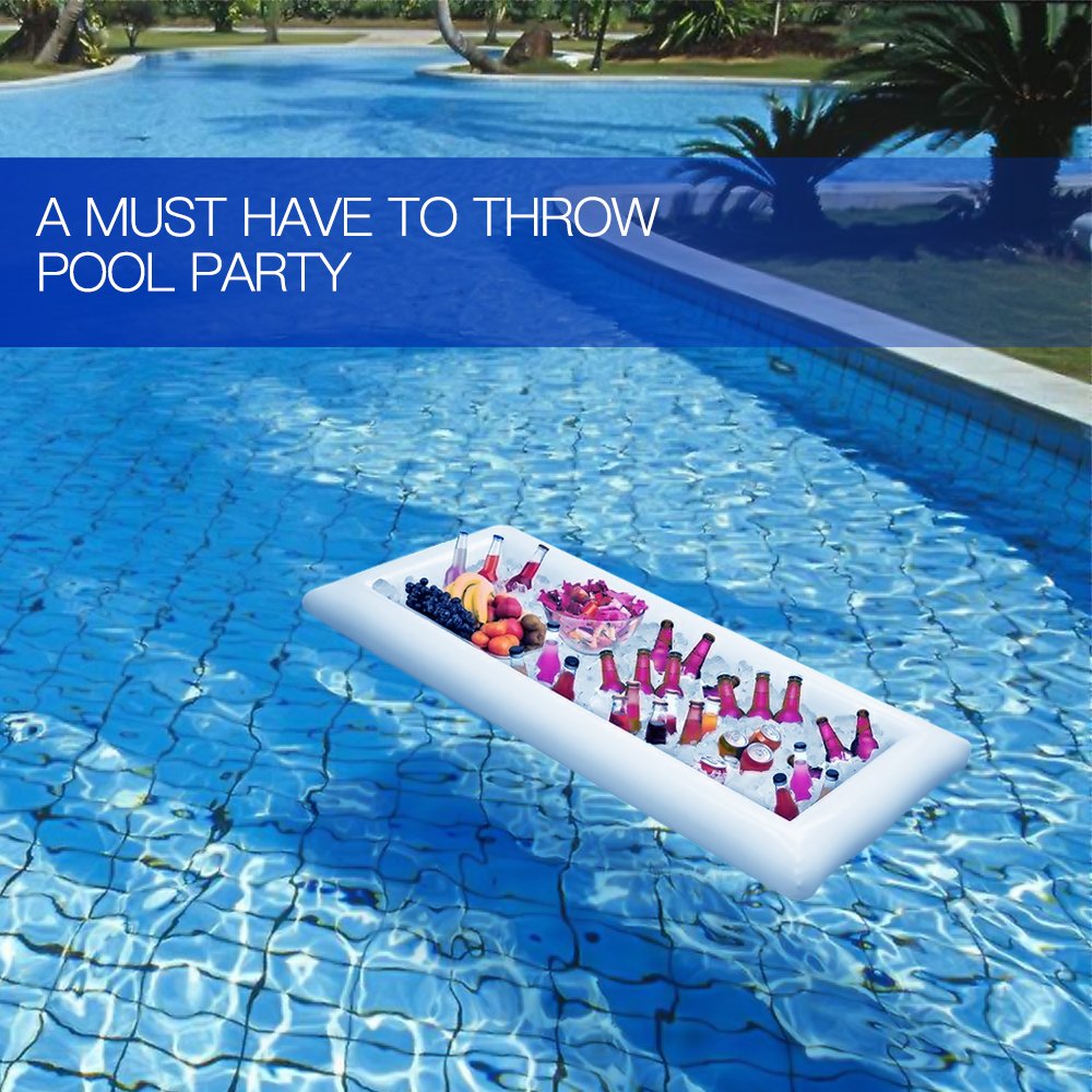 Novelty Place Inflatable Ice Serving Buffet Bar with Drain Plug - Salad Food Drinks Tray for Party Picnic Camping (Pack of 3)