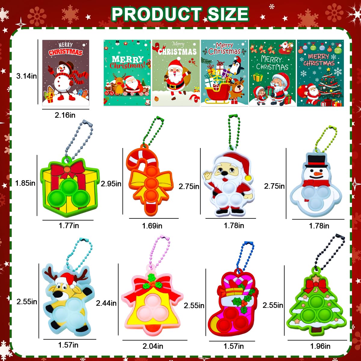 24 Packs Christmas Pop Its Fidget Toys Bulk, Student Gifts from Teacher Bulk Christmas with Cards, Classroom Gifts, Kids Party Favors, Stocking Stuffers, Holiday Prizes