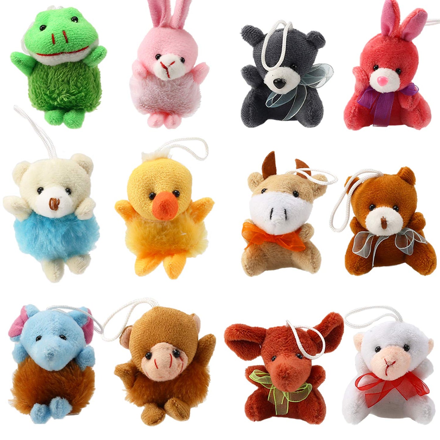 32 Piece Mini Plush Animal Toy Set, Cute Small Animals Plush Keychain Decoration for Themed Parties, Kindergarten Gift, Teacher Student Award, Goody Bags Filler for Boys Girls Child Kid Laxdacee