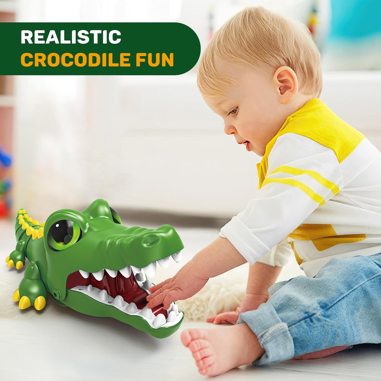 Remote Control Crocodile Toy Car, [2025 NEW] Rechargeable 2.4GHz RC Alligator Robot with Realistic Biting Action, 3-in-1 Prank Game & Interactive Car - Fun Birthday Gift for Boys & Girls Ages 3-10