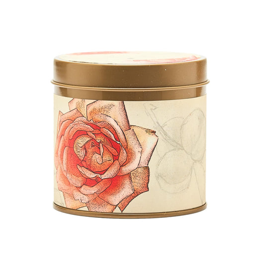 Rosy Rings Signature Tin Candle - Aromatherapy Fragrance Elegant Home Decor Gift Long Lasting 50 Hour Burn Botanical Floral Notes of Apricot, Blond Woods, Mirabelle Plum, Pomelo, Violet (Apricot Rose)