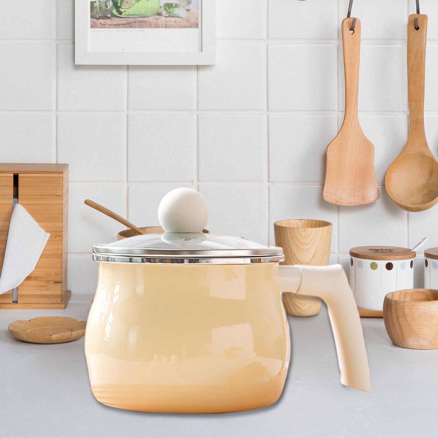 Llazsybz Saucepan Cooking Pot for Cooking Gifts Multifunctional Kitchenware Kitchen Supplies for Kitchen Dining Room Camping Party, Yellow