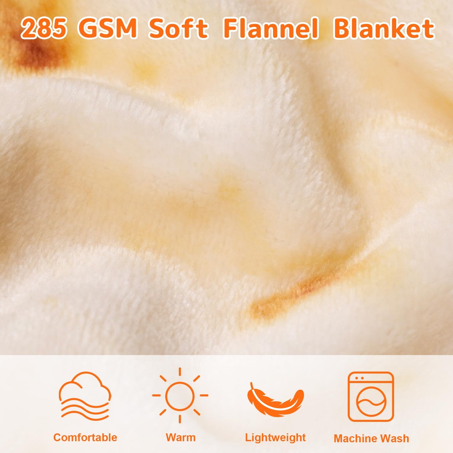 CASOFU Burritos Tortilla Throw Blanket, White Elephant Gift for Adults Teens Kid Men Women, 285 GSM Soft Flannel Realistic Taco Food Blanket Funny Birthday Gag Gift for Boy and Girl(Beige, 71 inches)