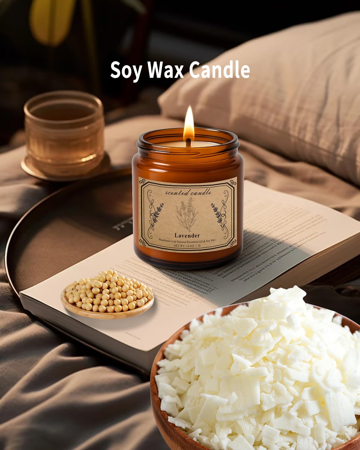 Candles for Home Scented, 16oz Large Soy Wax Lavender Scented Candle, 100 Hour Burn Time, Aromatherapy Candle, Ideal for Christmas, Anniversary, Birthday Gift