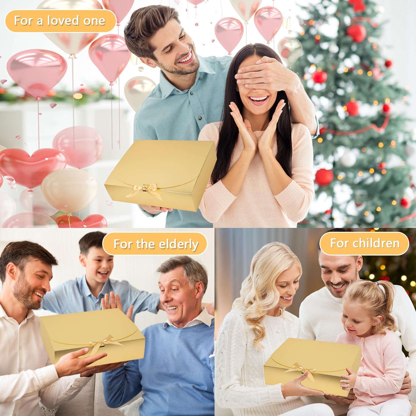 12Pack Gold Gift Boxes With Lids, 129.83.1 Inch Bridesmaid Proposal Box, Luxury Gold Gift Box With Ribbon for Wedding, Birthday, Party, Christmas, Graduation