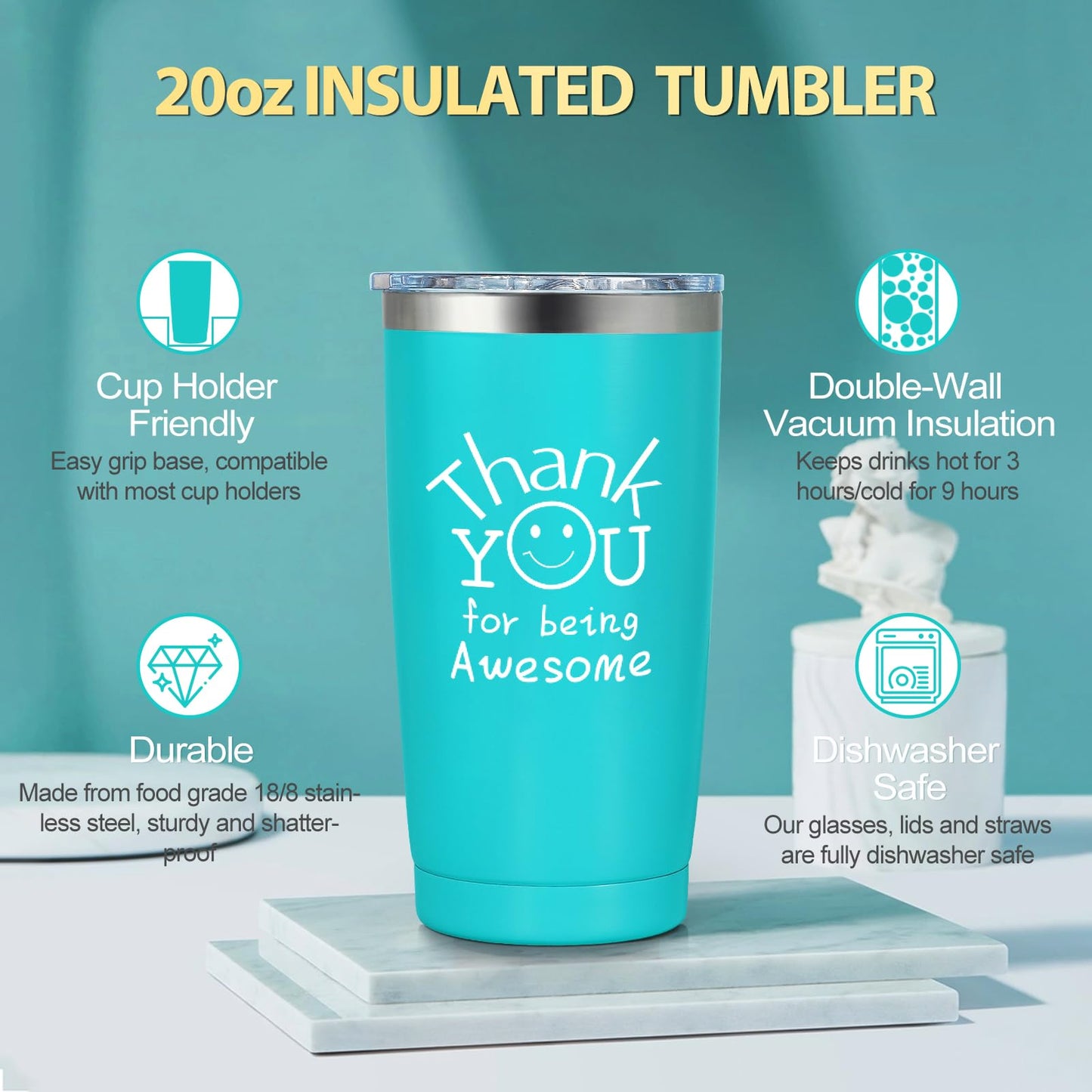 Suhctuptx Thank You Gifts for Women, Employee Appreciation Gifts, Appreciation Gift for Coworkers Teachers Employees, Gratitude Basket with Canvas Tote Bag Thank You for Being Awesome Tumbler