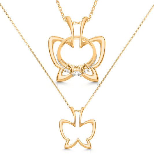 Emily C Ring Holder Necklace - Stainless Steel Necklace with Gold Finish - Engagement Gift for Doctors & Nurses - Gold Jewelry for Mom or Grandmother - Butterfly